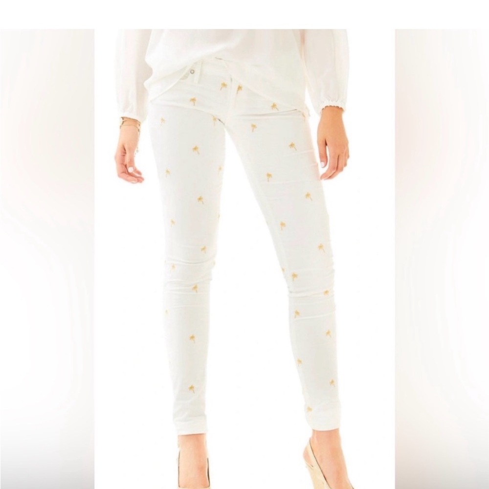 Lilly Pulitzer Jeans with Gold Palm Trees Embroidered